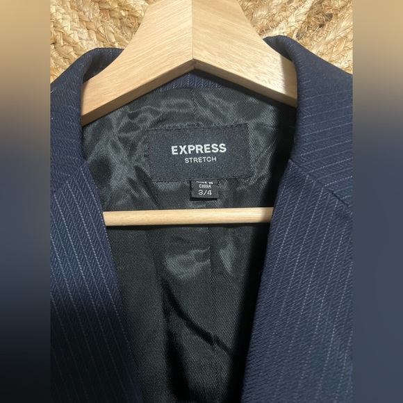 Express Women's Blue Striped Stretch Blazer Jacket,Size 3/4,Great Condition - Picture 2 of 9